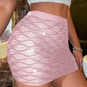 NWOT! SMALL SIZE 4 LIGHT PINK SEQUIN MINI SKIRT